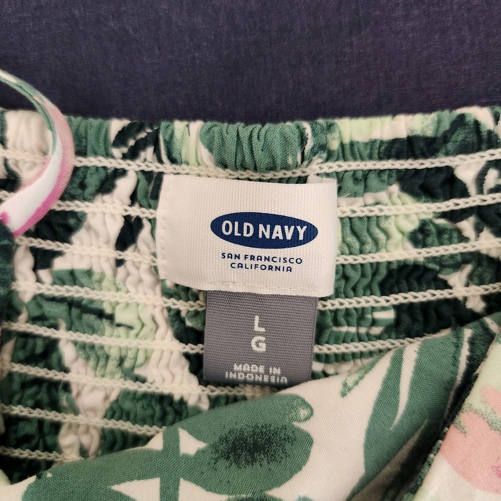 Old Navy Juniors Fit-Flare Aloha/Coconutgirl/Y2K/Indie Cami Pink Palm Sundress L - Picture 6 of 11